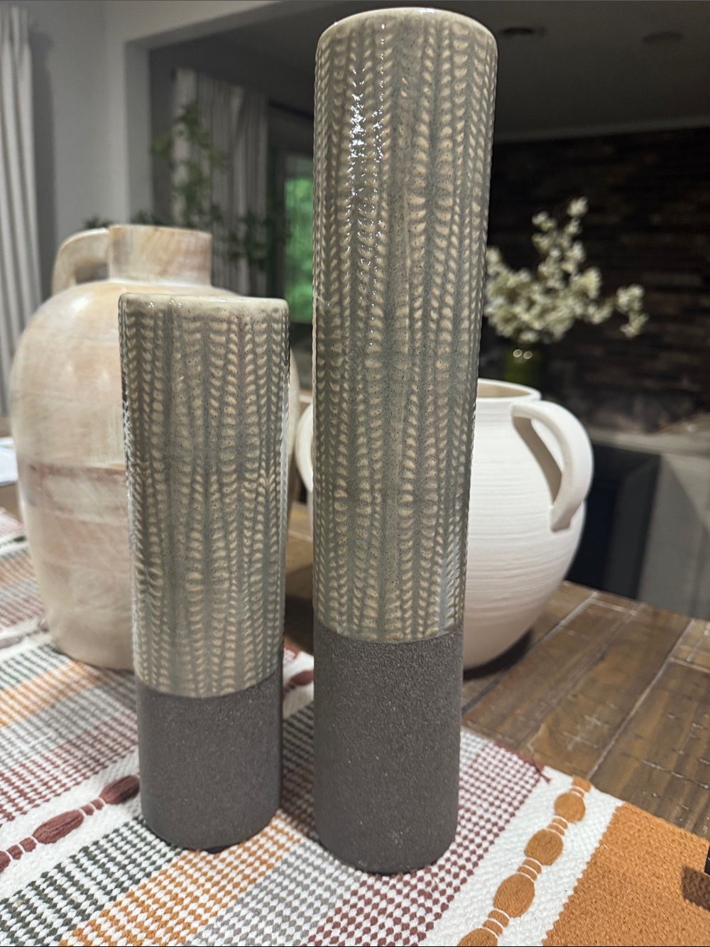 Beautiful Gray Ceramic Textured Accent Vase - Home Accents
